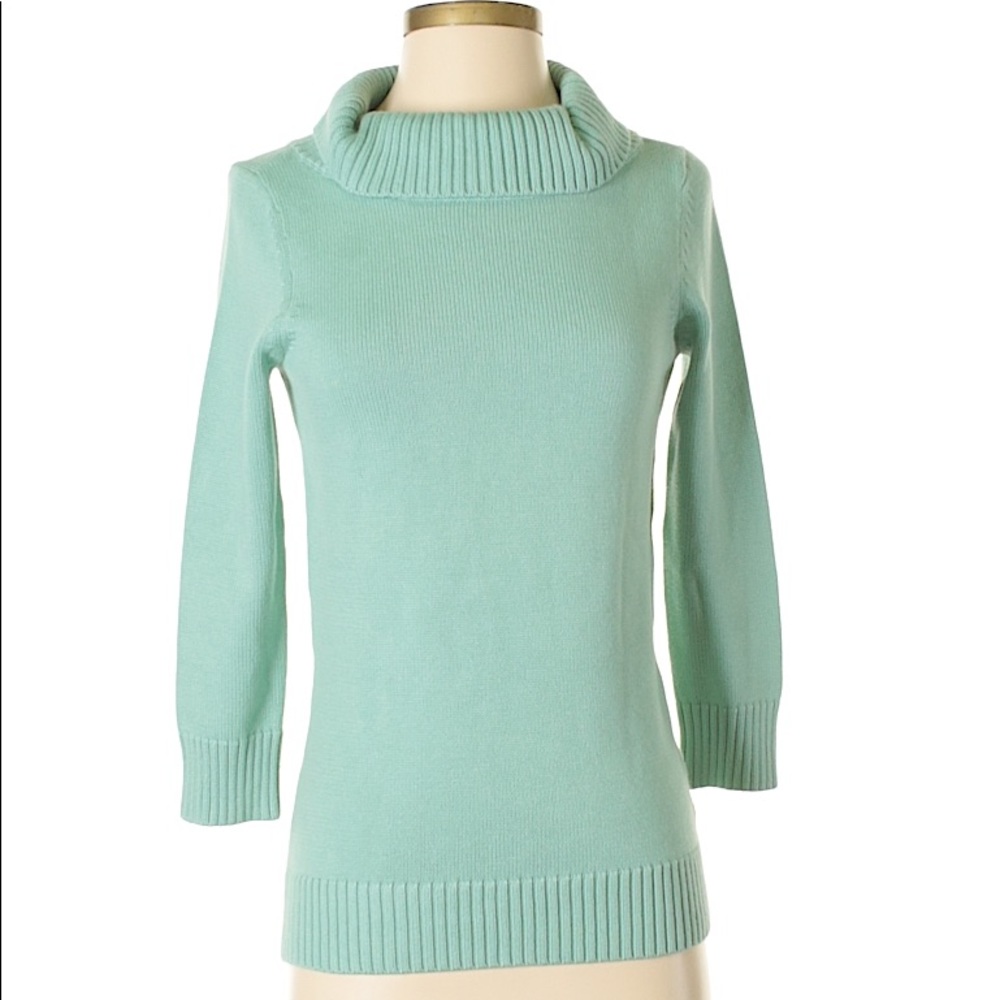 Talbots Solid ¾ Sleeve Sky Blue High Color Sweater